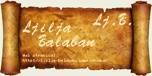 Ljilja Balaban vizit kartica